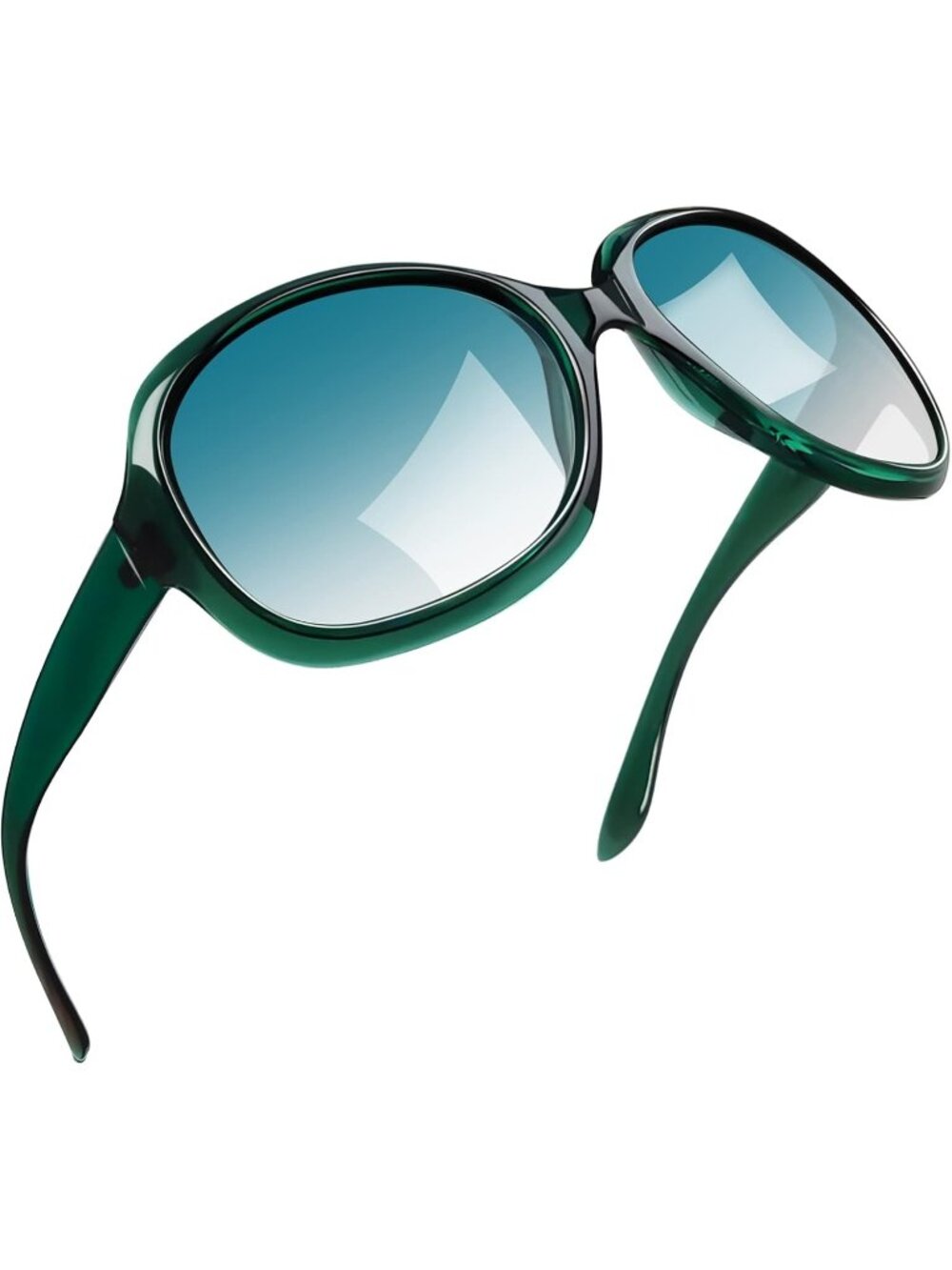 Women's Green Polarized UV Protection Sun Glasses Trendy Big Wide Shades Driving
